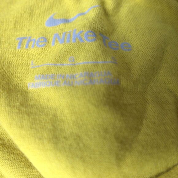 Nike Air DNA T Shirt Graphic Logo Mens Large Running Yellow Retro Swoosh Cotton - Picture 2 of 5